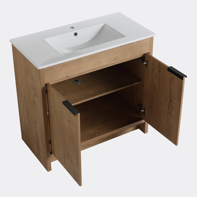 Meuble-lavabo simple 35,9 po avec plateau en céramique Oretha