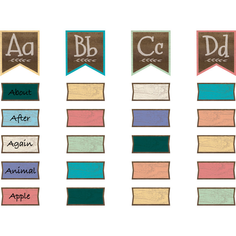 Farmhouse Multicolor Wood-Inspired Classroom Bulletin Board Set
