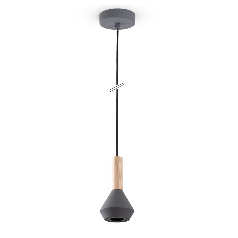 Bagan 1-Light Geometric Pendant, Grey/Natural, 18.7cm H x 10cm W x 10cm D
