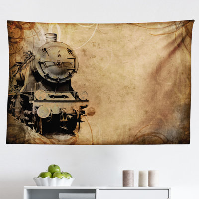 Ambesonne Steam Engine Tapestry, Antique Old Iron Train Aged Sepia Grunge Style Design Industrial Theme Print, Fabric Wall Hanging Decor For Bedroom L -  East Urban Home, F8808CE46F2042B9AB1E931EB2AA3DAB