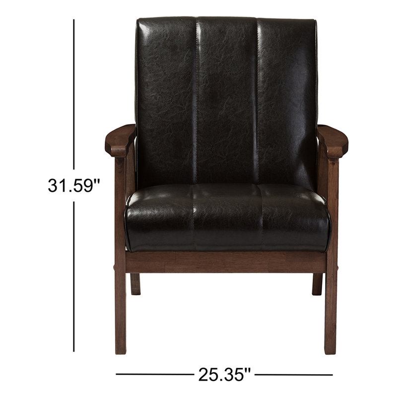 Fauteuil capitonné de 25,35 po de largeur Charda, Brun