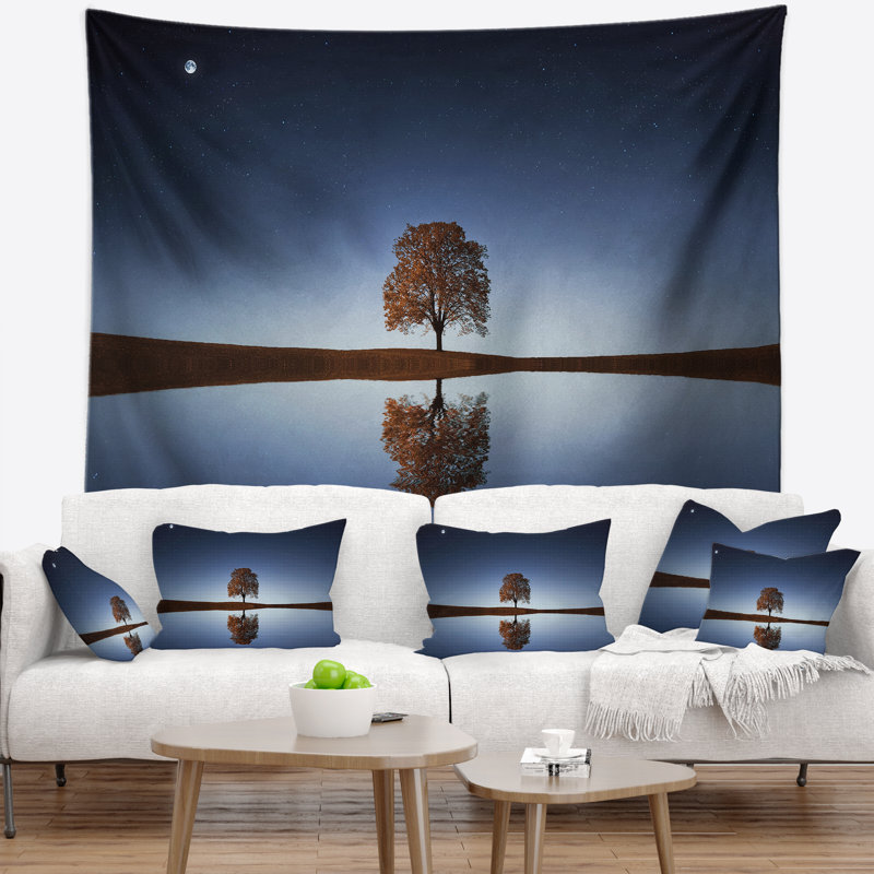 Tapisserie «Arbre près du lac la nuit», H 50 po x l 60 po