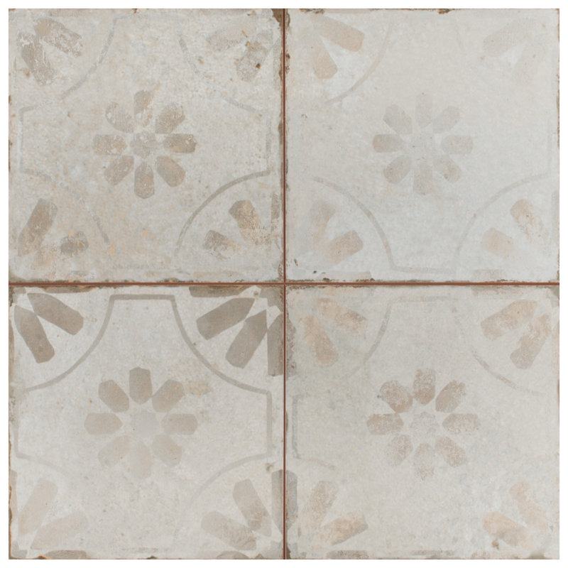 Kings 17.63" x 17.63" Ceramic Patterned Wall & Floor Tile, White
