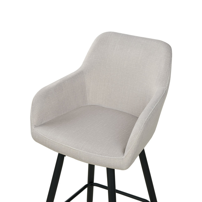Aba Upholstered Bar Stool with Steel Frame, Beige