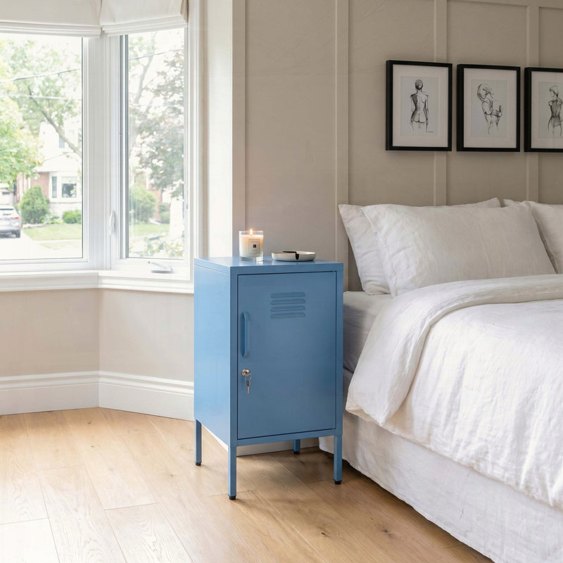 Armoire de rangement verrouillable multifonctionnelle en métal avec tablette réglable, Blue