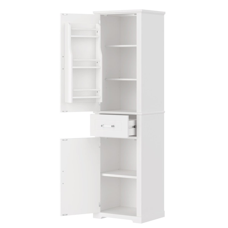 Armoire de rangement haute en bois aggloméré, armoire à linge, Blanc