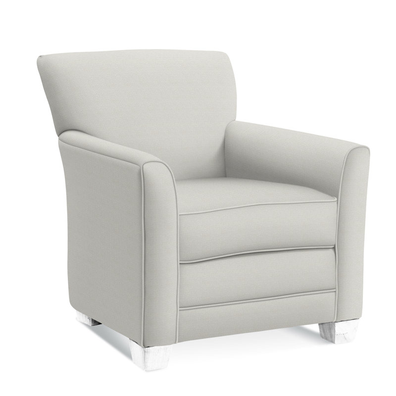 Fauteuil Buckley, Finition blanc givré, Rayures bleues / beiges 0209-61