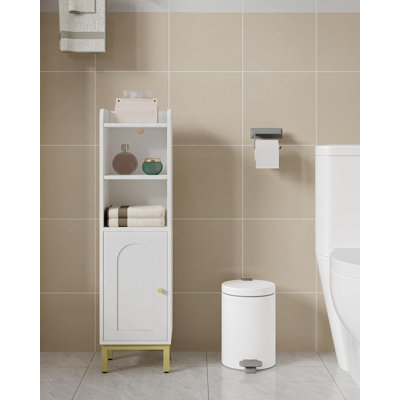 Bathroom Storage Cabinet, Small Corner Floor Cabinet with Door and Shelves, Narrow Toilet Paper Cabinet, Bathroom Organizer with Adjustable Shelf, for Small Spaces
