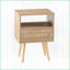Table basse en rotin naturel avec tiroir - Panneau de fibres à densité moyenne et amp; Pieds en bois massif, L 15,75 po x l 11,81 po x H 22,05 po, faciles à nettoyer et robustes-1730687218