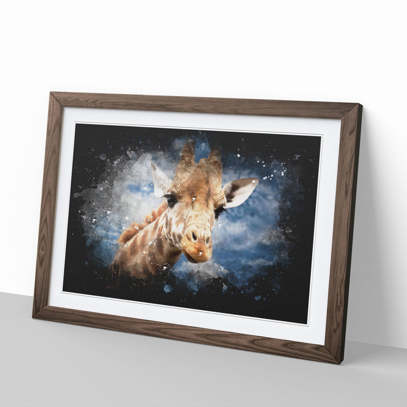 Giraffe Vol.2 - Picture Frame Painting, 36cm H x 48cm W x 2cm D, Walnut Framed