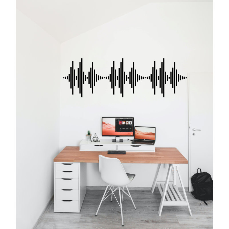 Décalcomanie audio audio, onde sonore, autocollant mural, notes de musique, décoration murale, vinyle, art mural, musicien, autocollant mural, studio d'enregistrement, 260LU