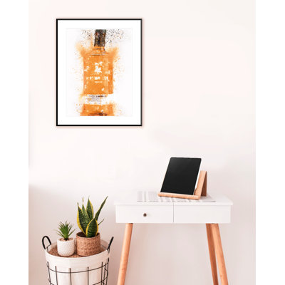 Orange Gin Bottle - Single Picture Frame Painting on Wood