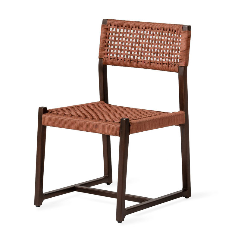 Aliyyah Patio Dining Side Chair, Terracotta/Espresso Wood