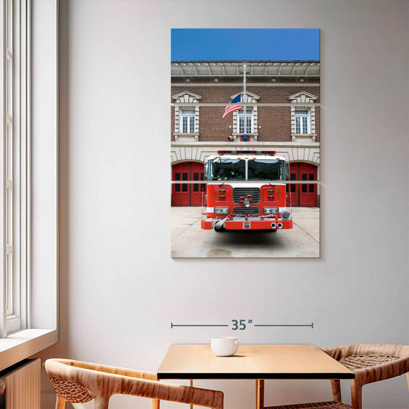 Mehar Parked Fire Truck, 65" H x 42" W
