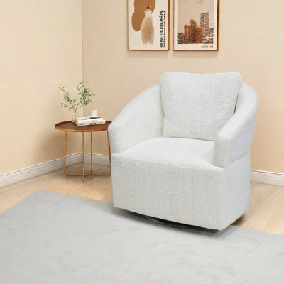 Fauteuil pivotant 360 °, revêtement en velours beige pour un fauteuil haut de style investissement à long terme, style