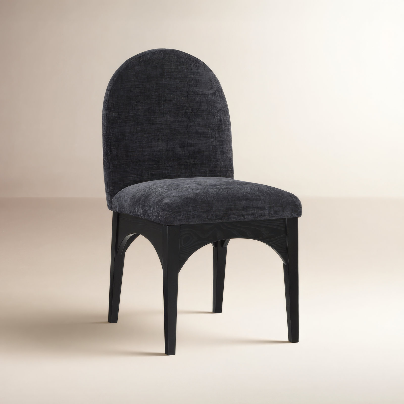 Waldorf Dining Chair, Black, Black Chenille