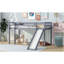Lit simple mezzanine bas avec glissade, échelle, barrières de sécurité, lit mezzanine simple en bois d'hévéa-2128731477