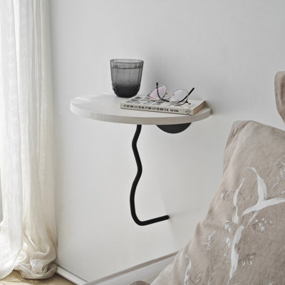 Tablette murale Colesen, noir et blanc, 13,8 x 13,8 x 1,2 pouces | 100% bois de pin avec structure 100% métal | Décoration élégante pour le salon, la chambre à coucher et le bureau | Conception durable, élégante et peu encombrante