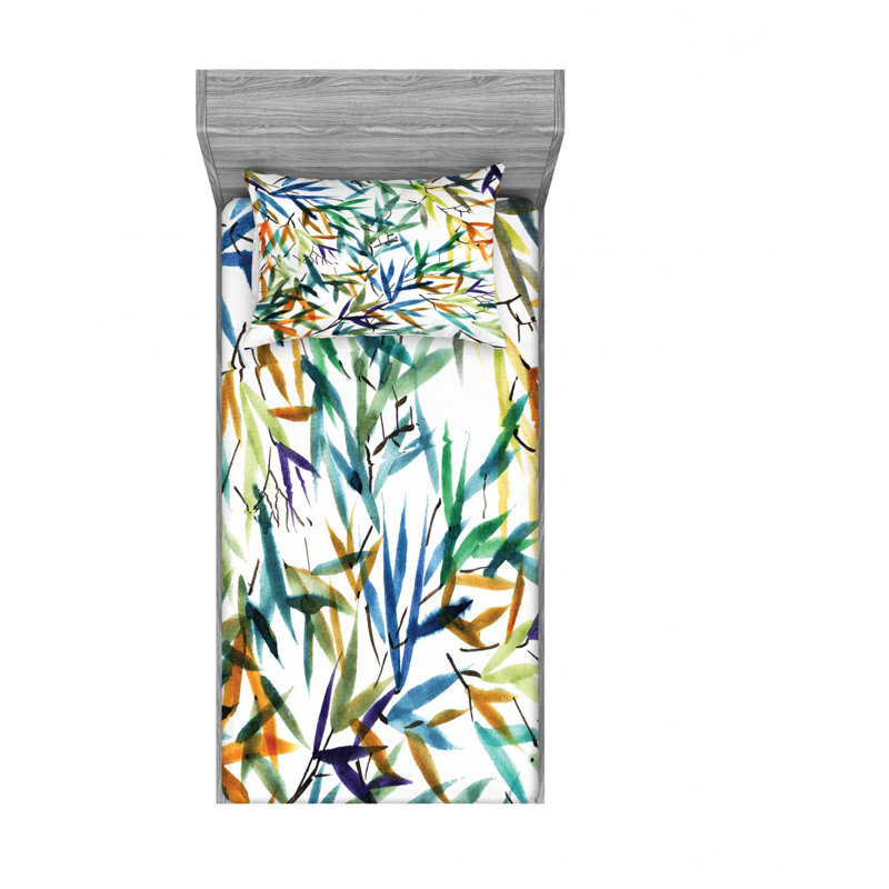 Microfiber Floral Sheet Set, Twin Sheet Set with 1 Pillowcase