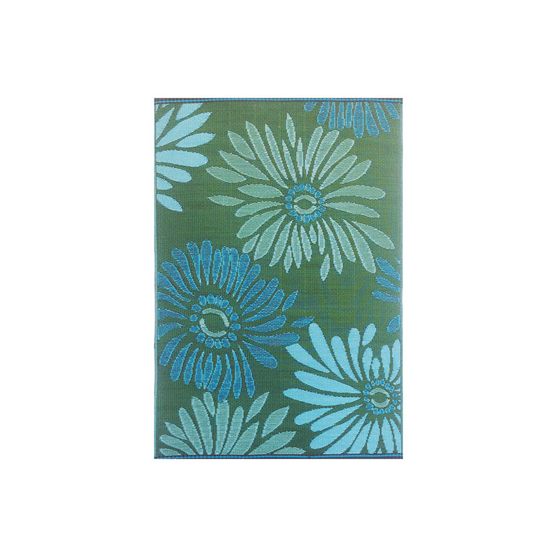 Tapis d'extérieur 8 pi x 10 pi, marguerite - vert / turquoise
