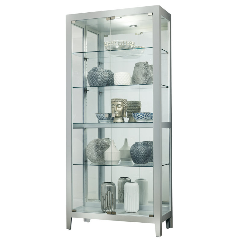 Danica Silver Lighted Glass Curio Cabinet