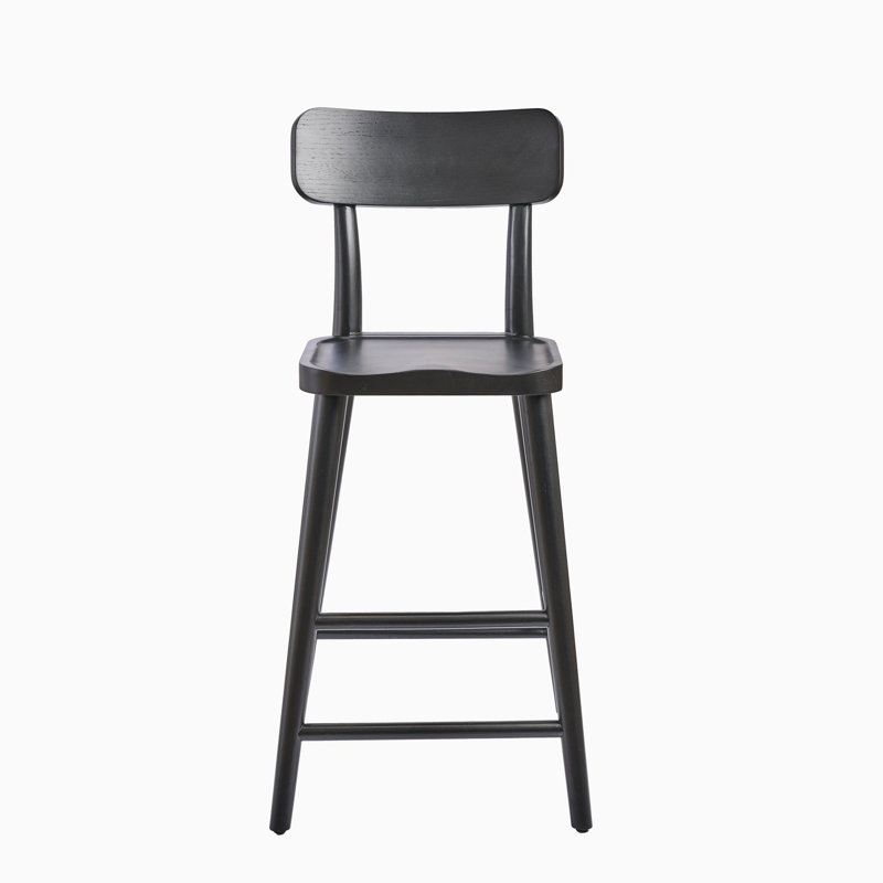 Counter Stool with Solid Wood Frame, Black