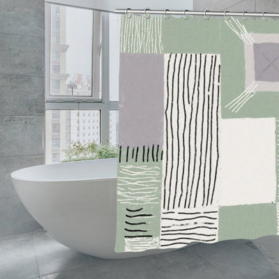 Geometric Line  Block Shower Curtains 71  71