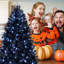 Arbre de Noël 6 pi avec 350 lumières DEL, arbre artificiel 1460 pointes PE + PVC pour décoration d'Halloween et des Fêtes, structure à charnières avec support en métal stable-1545481688