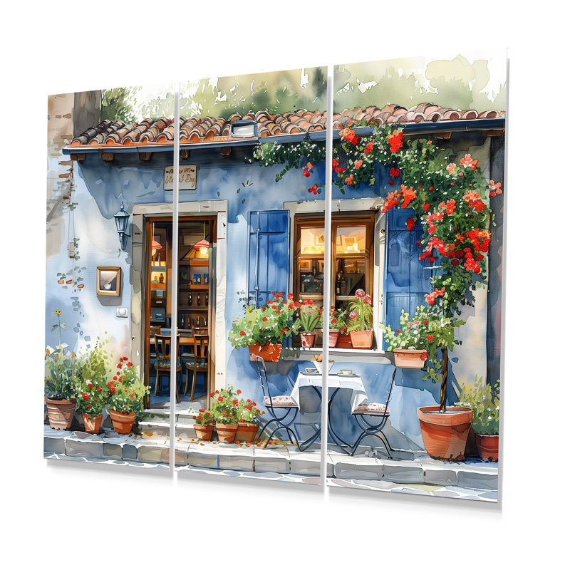 Ensemble de décoration murale bleu et rouge Cozy Vintage, Métal métal, H 28 po x l 36 po x P 1 po