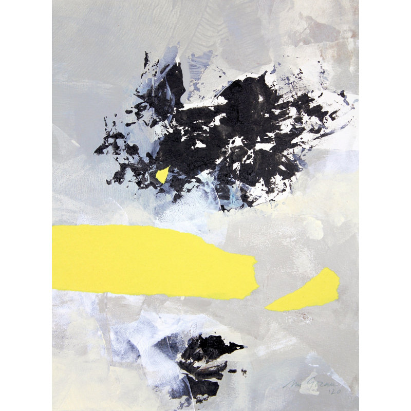 Gray And Yellow 4 Print by Simona Gocan, 32" H x 24" W, Wrapped Canvas