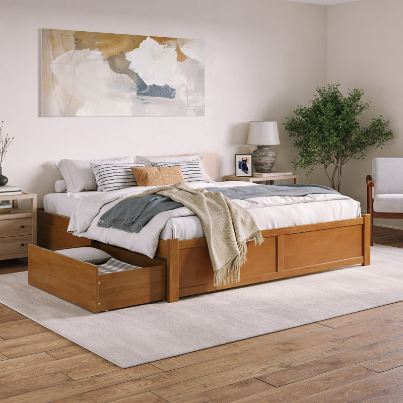 Storage Bed, King, Light Toffee