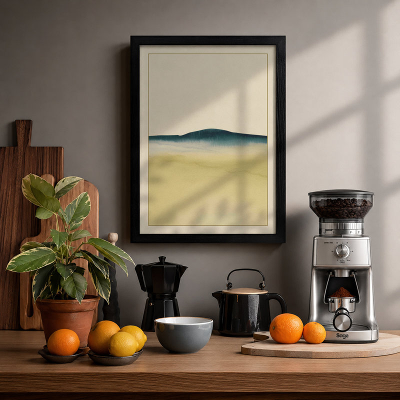 Distant Mountains Minimalist - Print, A2 - 59.4 x 42.0 cm, Black