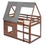 Lit superposé en bois avec toit, échelle et 2 fenêtres Wood House