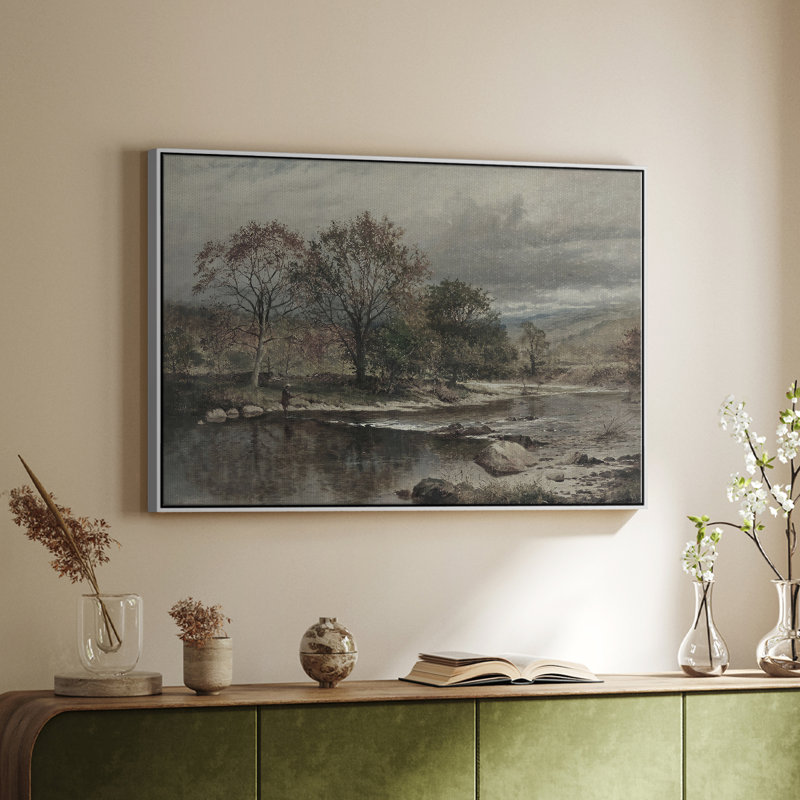 Paysage rétro - XXV - impression sur toile tendue, H 25 po x l 37 po, Toile avec cadre blanc