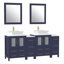 Ensemble de meuble-lavabo autoportant à double cuve 72 "avec plateau en marbre d'ingénierie et miroirs assortis Ravenna-67116246