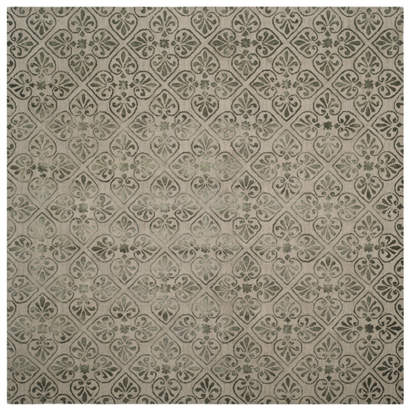 Oakton Hand Tufted Wool Floral Rug, Square 7'