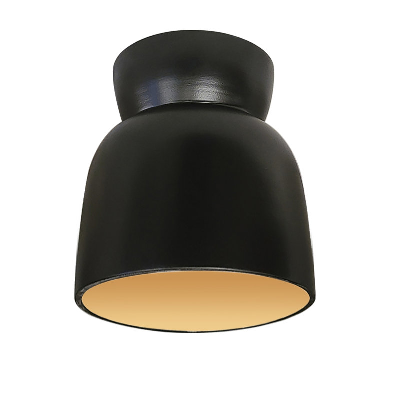 Outdoor Flush Mount, Carbon Matte Black/Champagne Gold, Incandescent (Not Included)