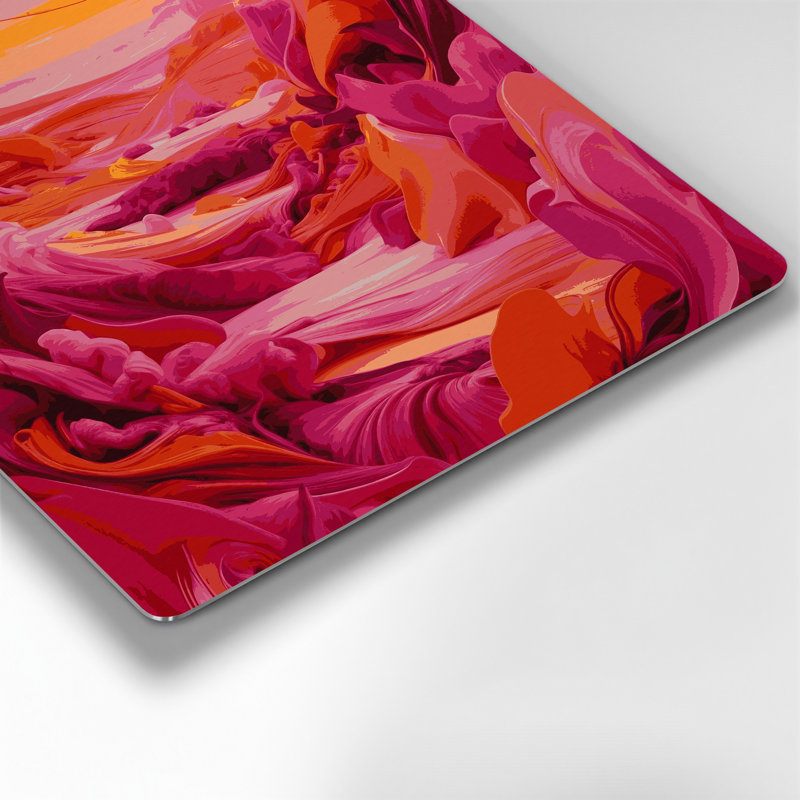 Abstrait paysage 6, art mural en métal rouge, H 16 po x l 16 po