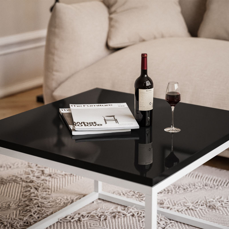Hayden-James Coffee Table, 36cm H x 60cm L x 60cm W, Black/White, White