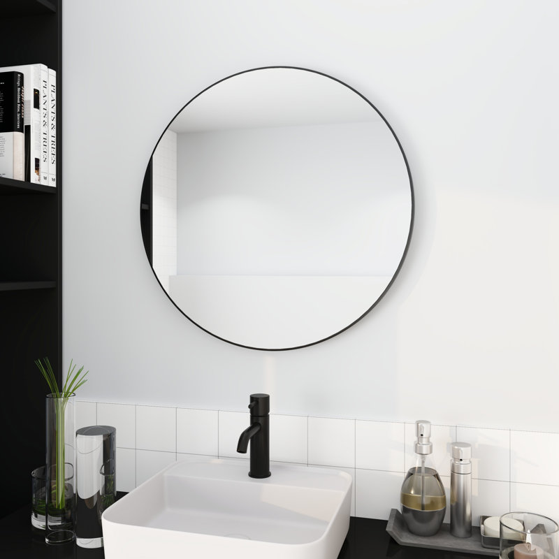 Miroir mural Dustyn, Rond, 24 po x 24 po, Noir