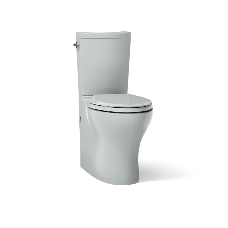 Toilette allongée deux pièces Persuade Curv avec siphon à jupe, double chasse, Gris glacé