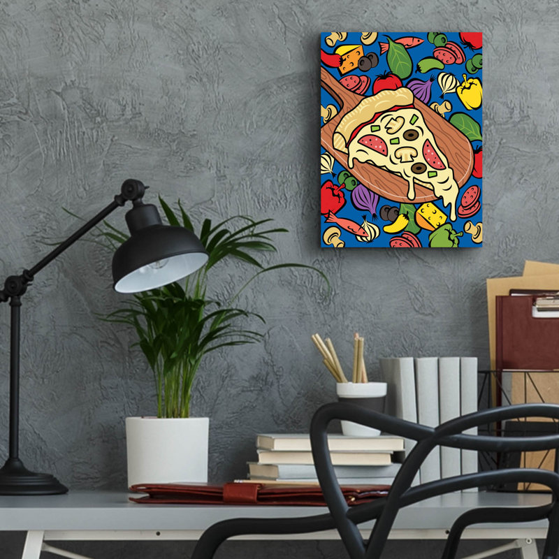Lark Manor ™ «Pizza Slice With Toppings» par Ron Magnes, art mural en verre acrylique, H 16 po x l 12 po x P 0,13 po
