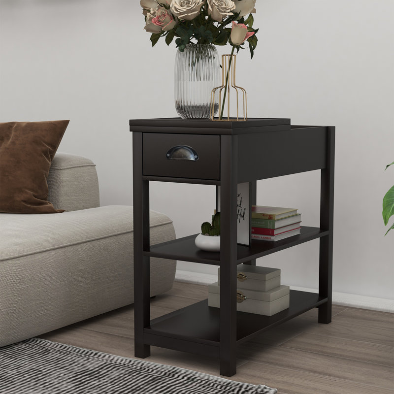 Table étroite avec tiroirs et cloison inférieure, Blanc