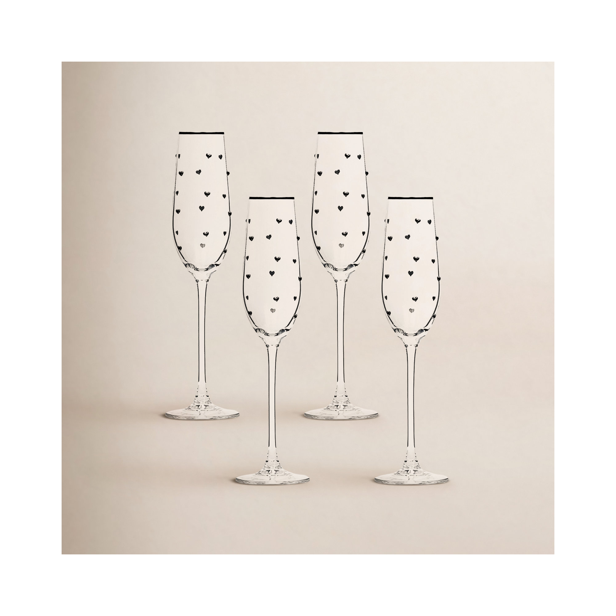 10 Strawberry Street Charming Heart Glassware, Flute