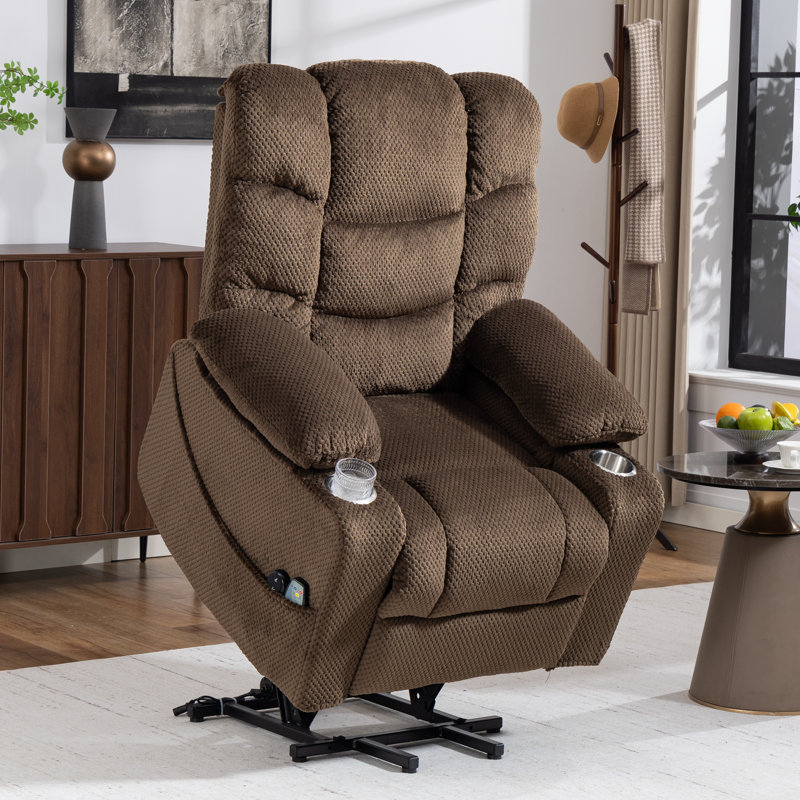32.7'' Wide Power Lift Recliner Chair With Heat & Massage, Brown