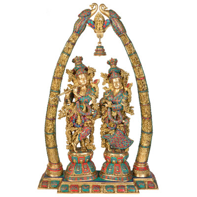 Grande taille Radha Krishna avec arche montrant Krishna Leela