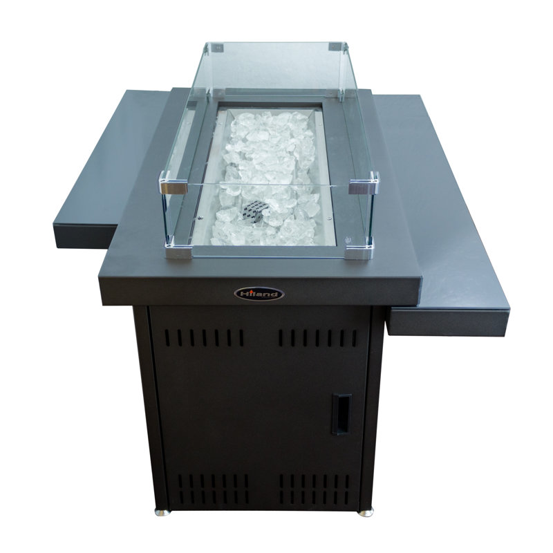 Black Steel Two-Tiered Gas Fire Pit Table