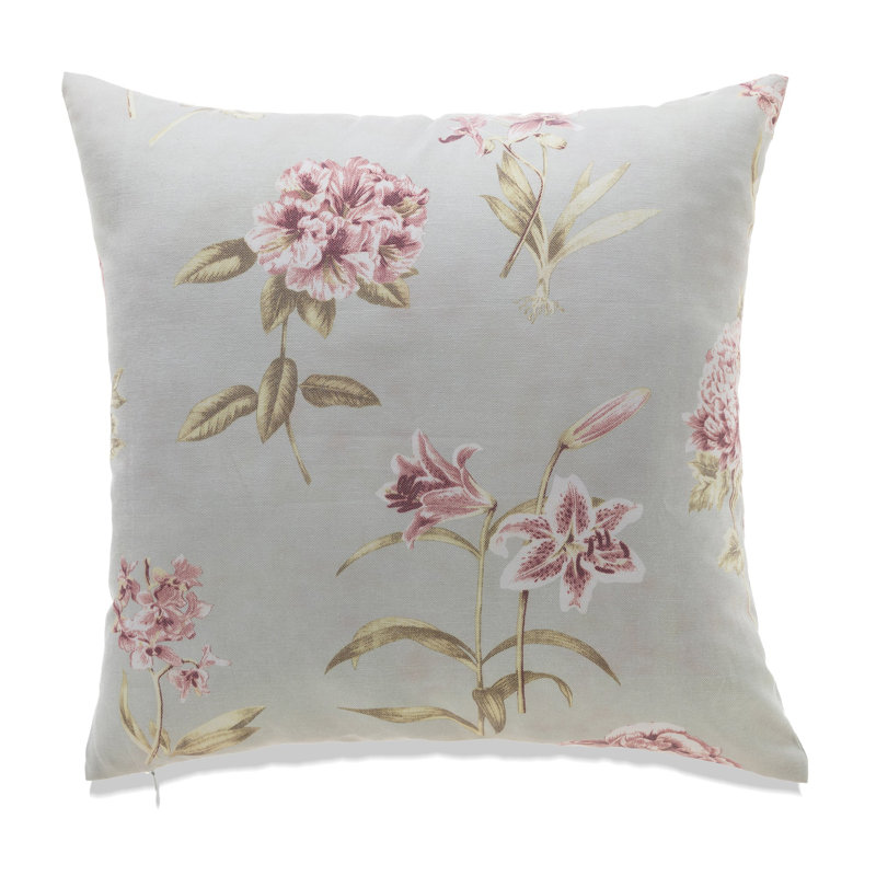 Pink Flowers Background With Polyester Insert Pillow, 22"H x 22"W, Square, Light Blue