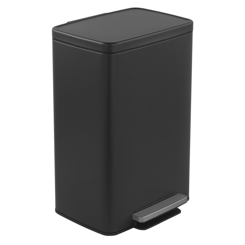 Poubelle à pédale rectangulaire en acier inoxydable 13 gallons / 50 litres Innovaze, Noir