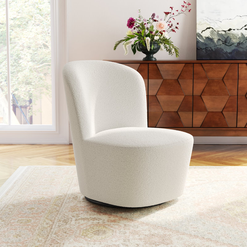 Berrier Boucle Swivel Barrel Chair, White